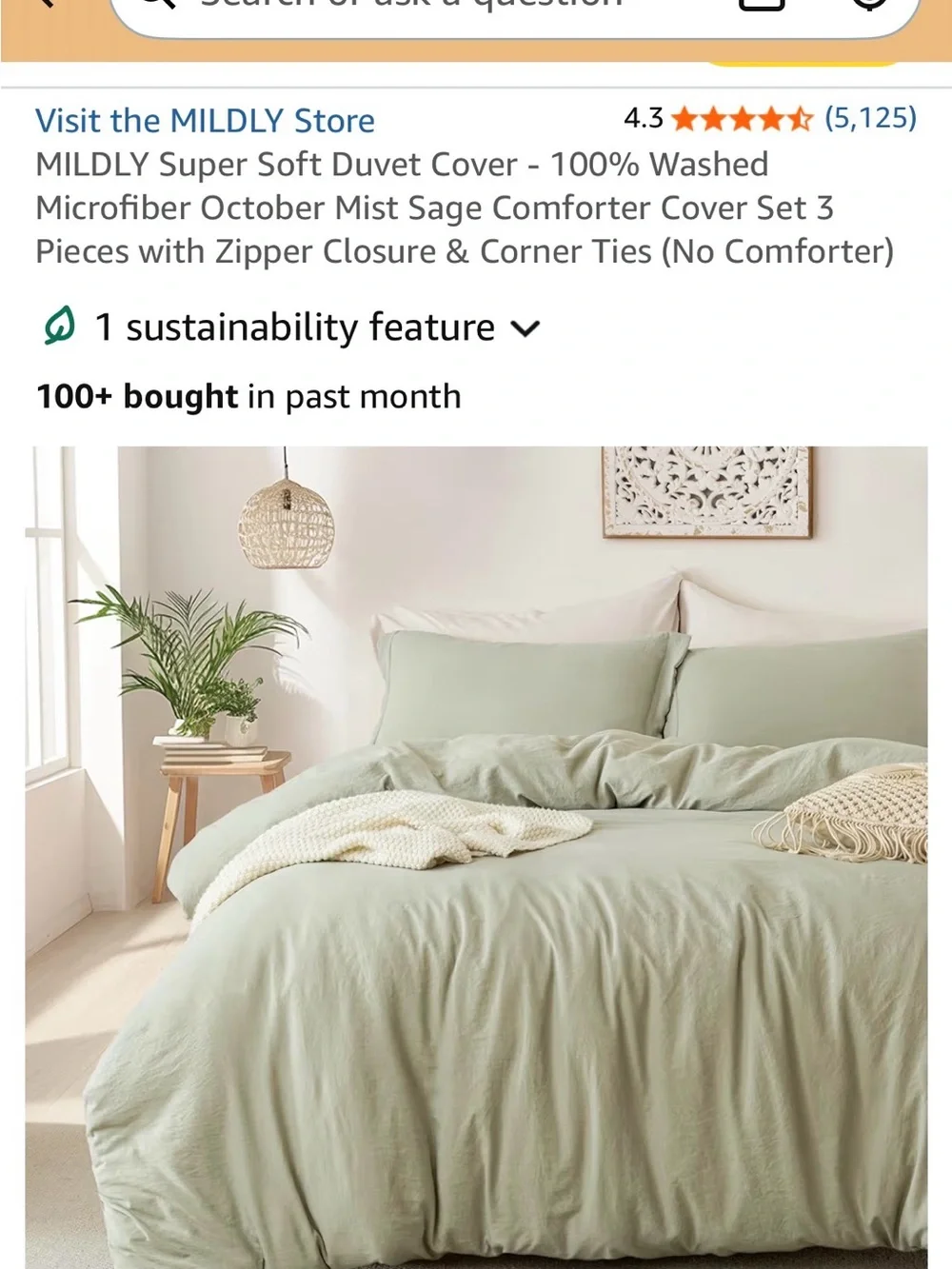 Mildly Green Microfiber Duvet Cover Set